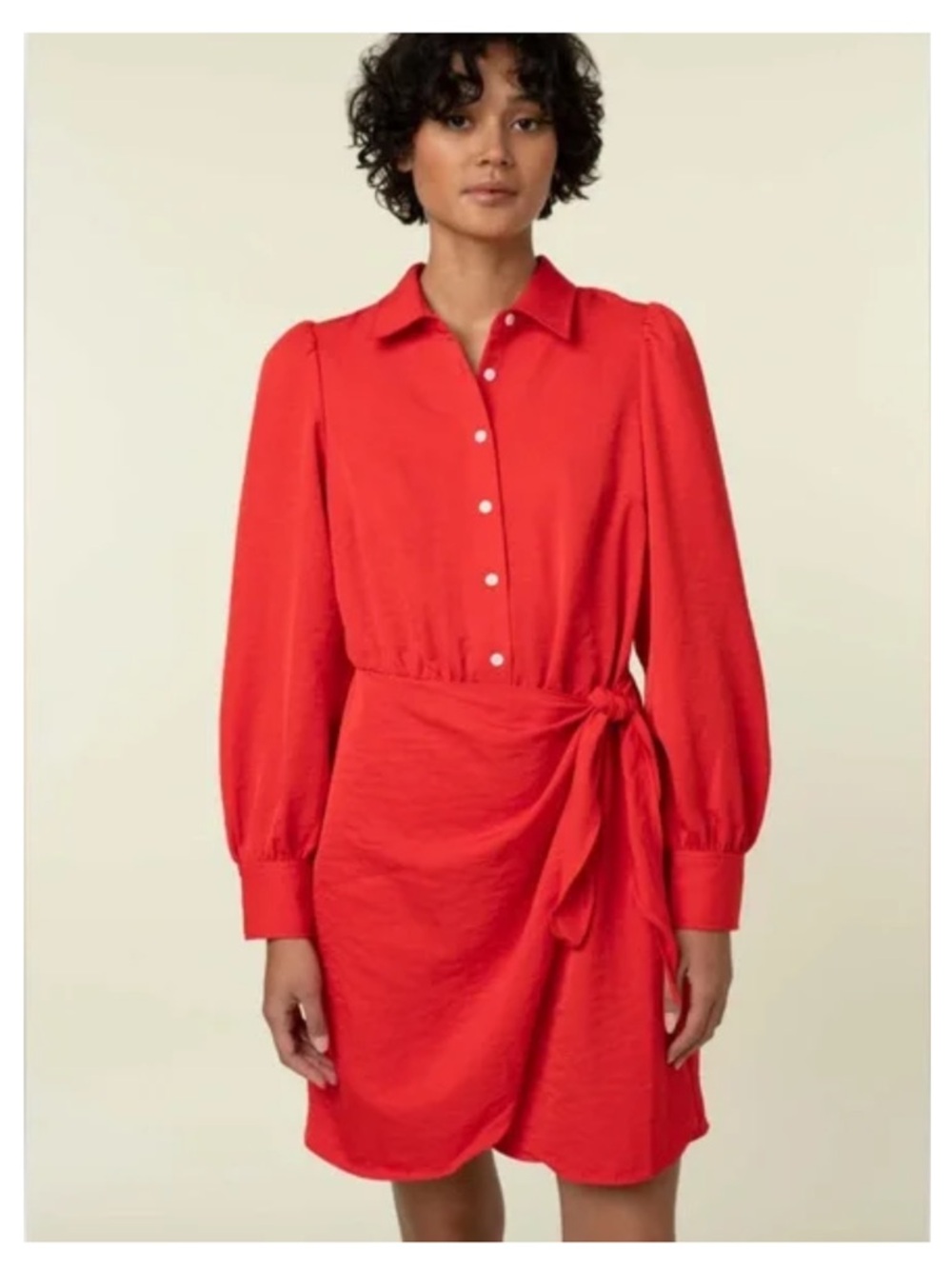 FRNCH Paris Odelie Red Long Sleeve Wrap Dress